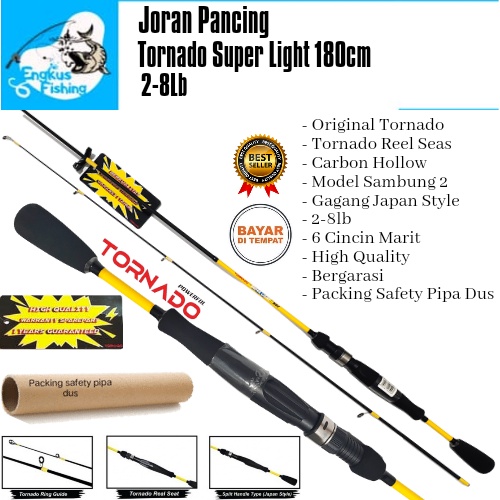 Joran Pancing Tornado Super Light 180cm Bergaransi (2-8Lb) Design Japan Style Murah - Engkus Fishing