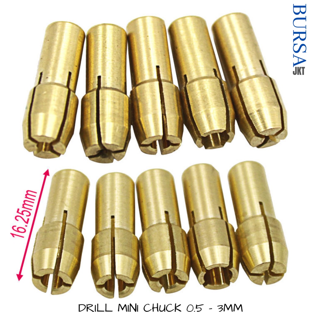 BRASS COLLET KUNINGAN MINI GRINDER DRILL BOR CHUCK 0.5 / 0.8 / 1.0 / 1.6 / 1.8 / 2.0 / 2.2 / 2.4 / 3.0 / 3.2MM