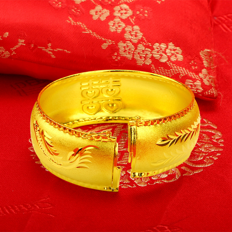 Gelang Emas Asli Kadar 375 Model Double Happiness Dragon Dan Phoenix Dowry Untuk Wanita