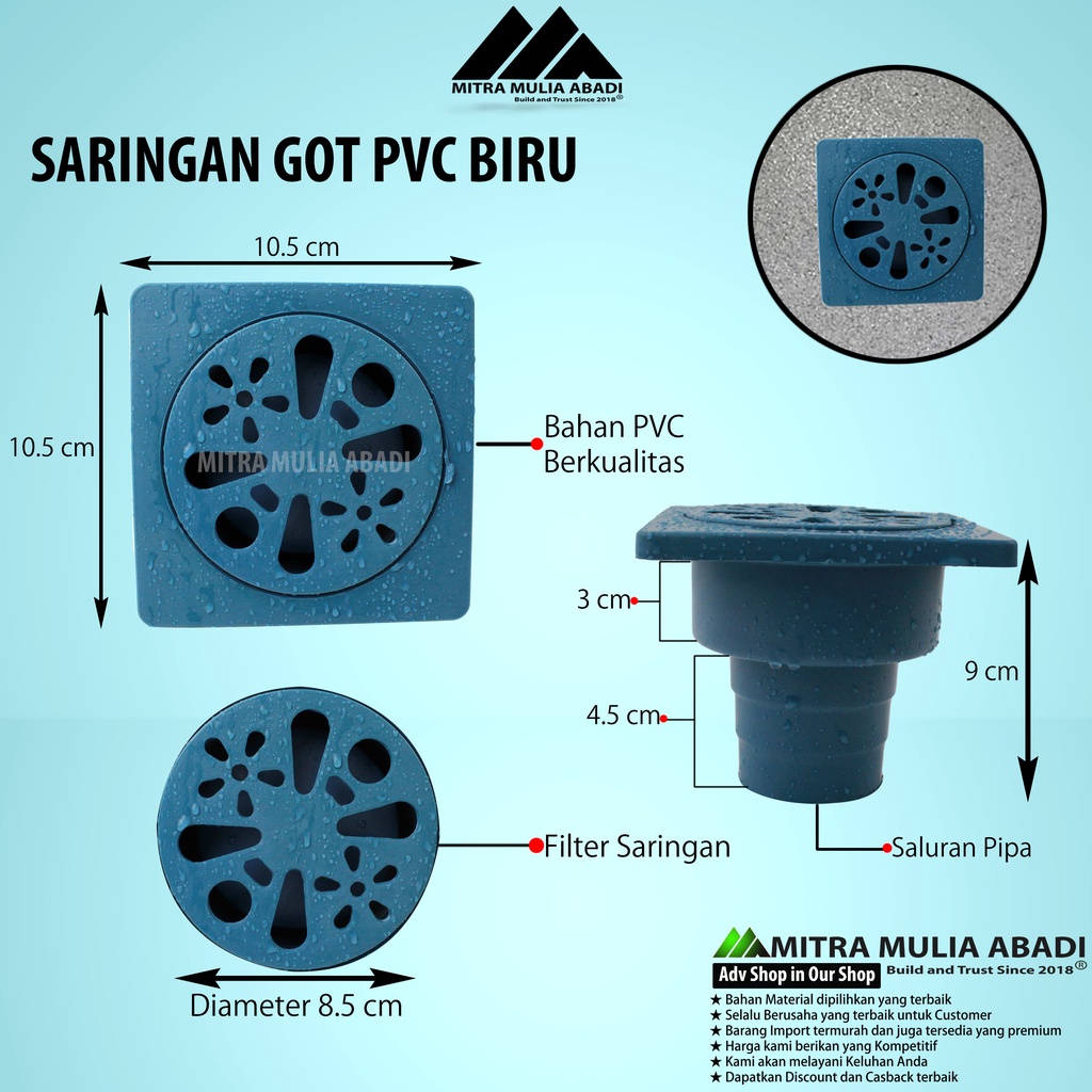 Saringan Got Tebal Plastik PVC Kamar Mandi Toilet got floor drain pvc