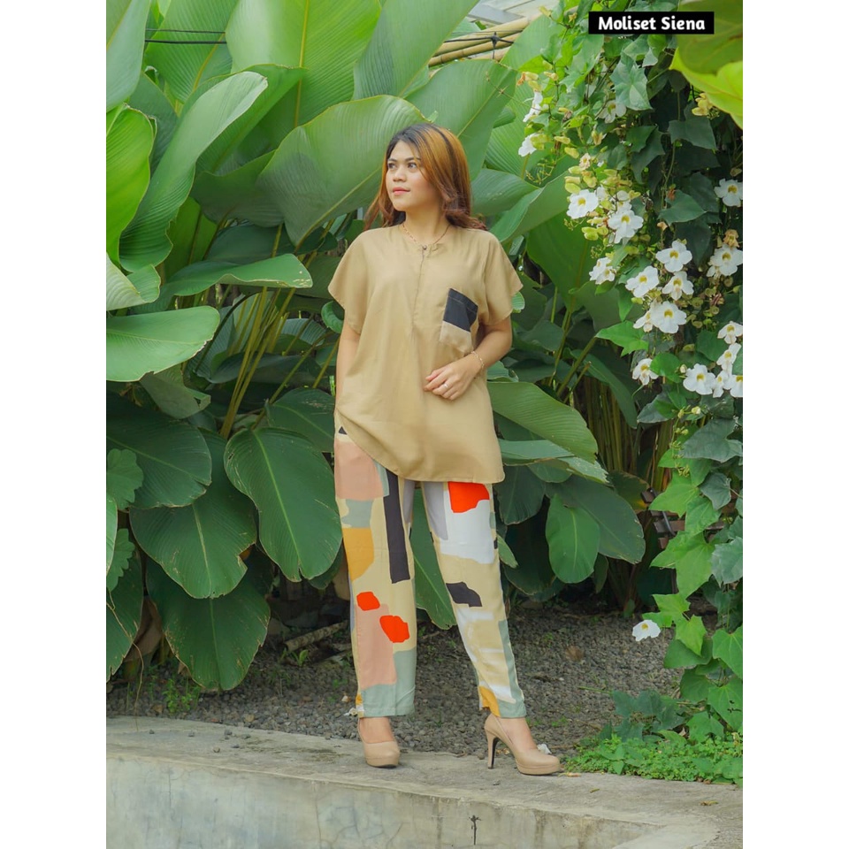 Setelan Piyama Babydoll Lengan Pendek Kekinian Baju Tidur One Set Rayon Premium Wanita Dewasa Busui-Siena