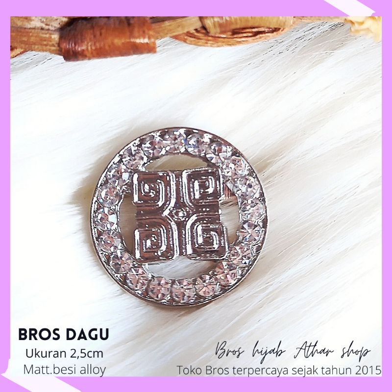 Bros B/bross signature branded import premium/brooch button/Bros hijab Athar shop scarve/Bros dada-Restu 01 silver