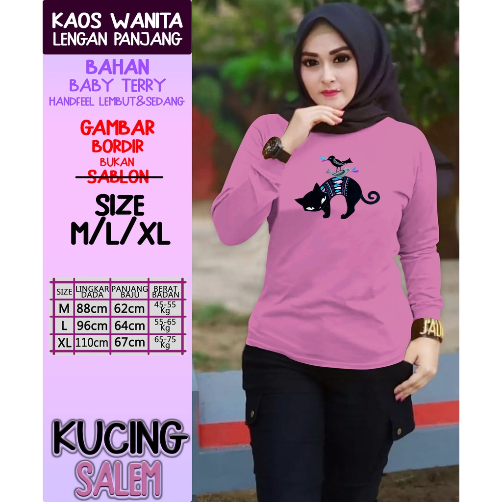 CENOA Kaos Wanita Lengan Panjang  / Kaos Sweatshirt / Atasan Wanita / Atasan Wanita Lengan Panjang-SALEM BURUNG