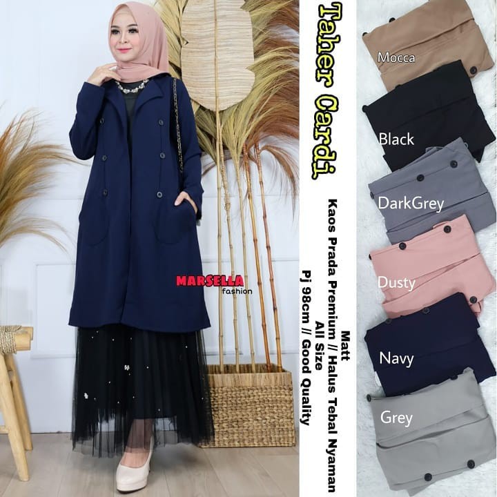 Cardigan Panjang Premium baju Ori Solo Taher Cardi by Marsella Hijab