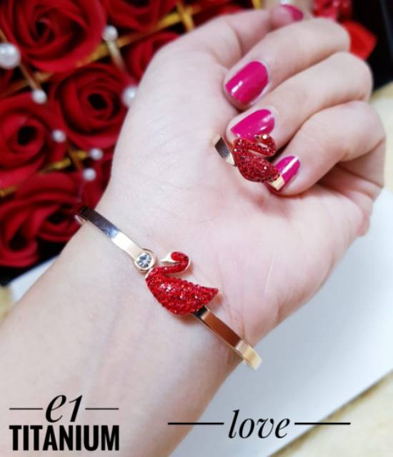 Titanium gelang dan cincin 1203j