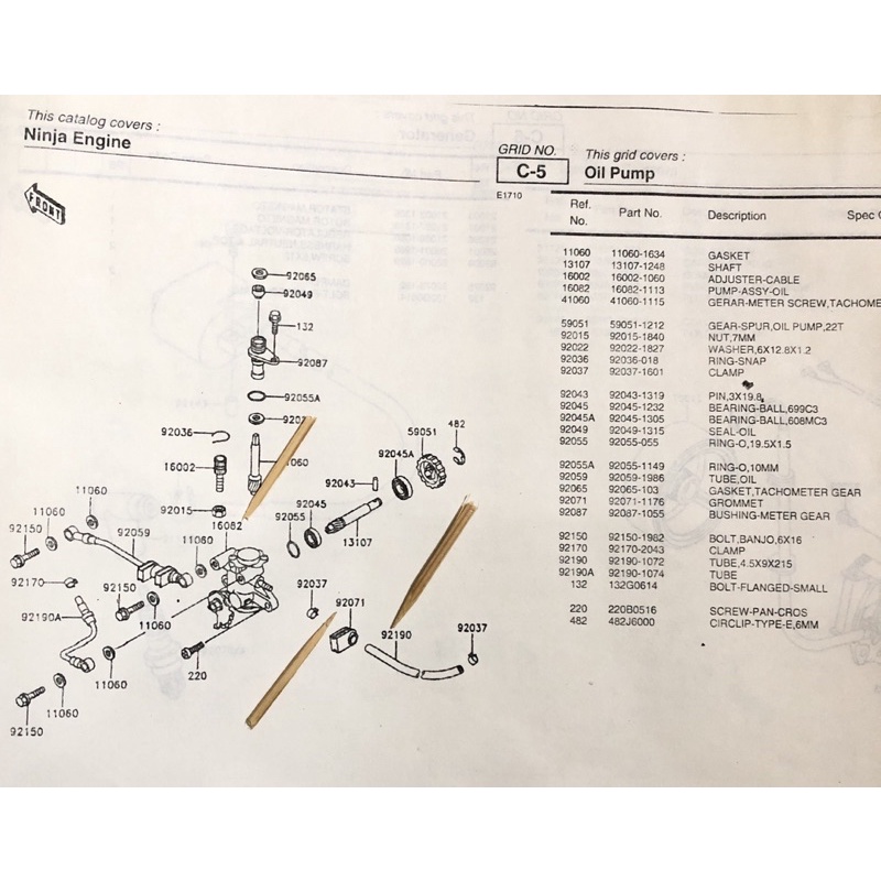pompa oli kawasaki ninja 2t 150 r rr ss krr victor kis nos japan original 16082 1113 pump oil assy