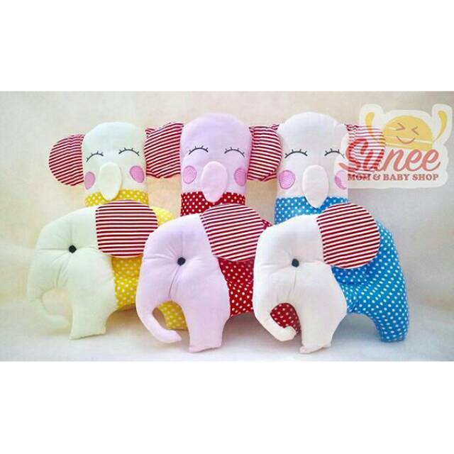 Set Bantal Peyang dan Guling Bayi Anak Karakter Lucu Gajah / Elephant