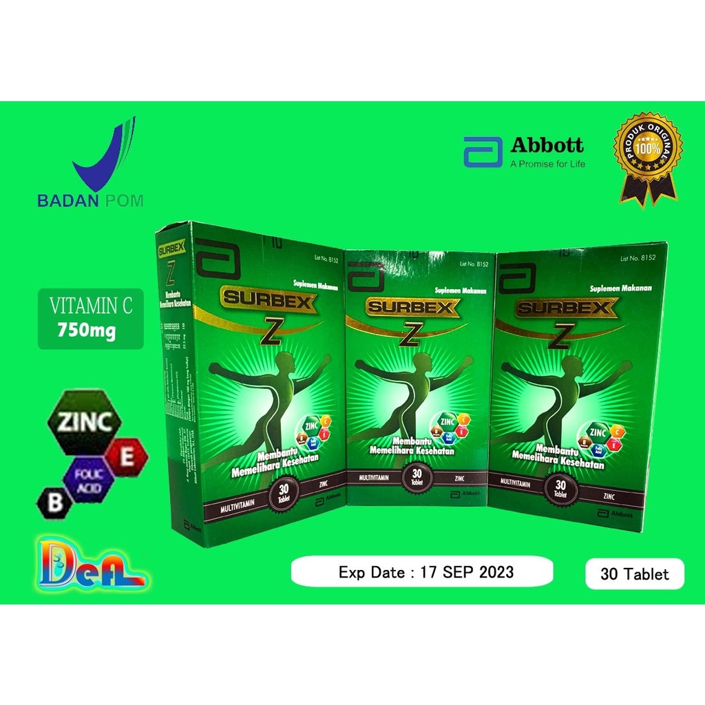 Jual SUPLEMEN VITAMIN ABBOTT SURBEX Z ISI 30 TABLET MULTIVITAMIN DAYA ...