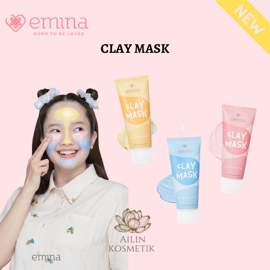 EMINA Clay Mask 60ml Masker Wajah Masker Emina Soothe Brightening Sebum by AILIN
