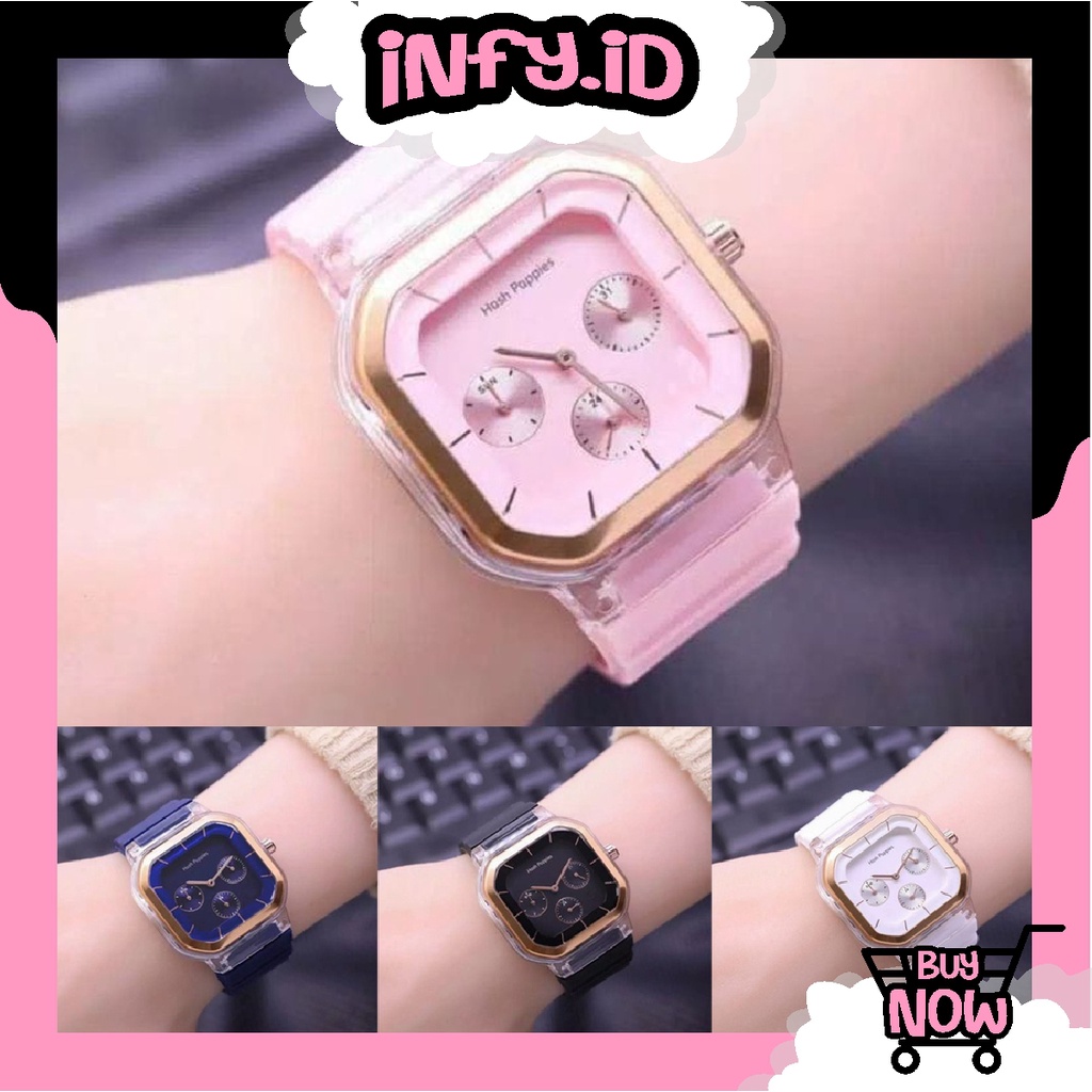 INFY - JT038 Jam Tangan Wanita Cewek Hosh Poppies Sergi Jarum Strap Rubber