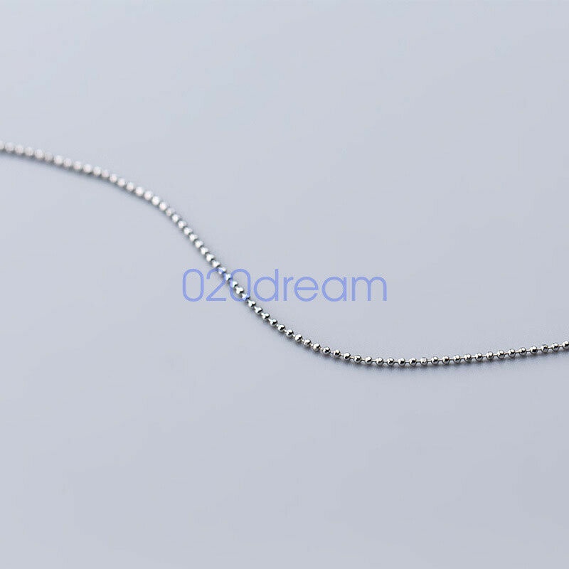 100% 925 Sterling Silver Kalung Gelang 1.0 Mm Bola Manik-manik Rantai 35-60CM Dicap Italia Tipis Manik Rantai