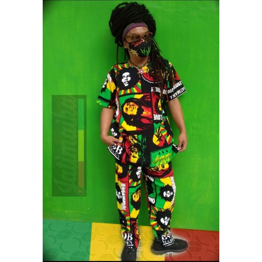 celana dan baju pantai bob marley reggae