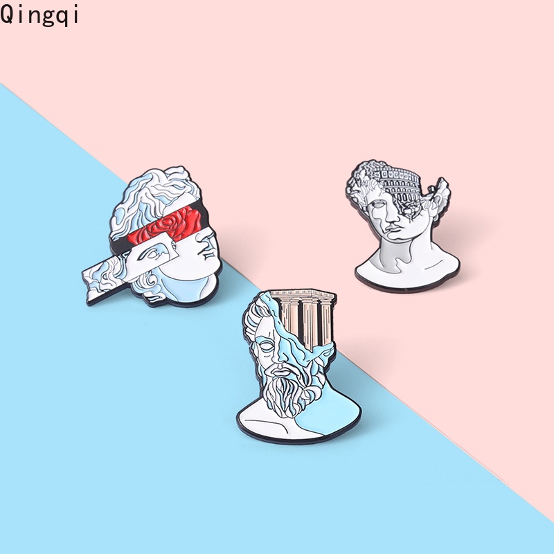 Bros Pin Enamel Desain Patung Renaissance Gaya Punk Untuk Hadiah