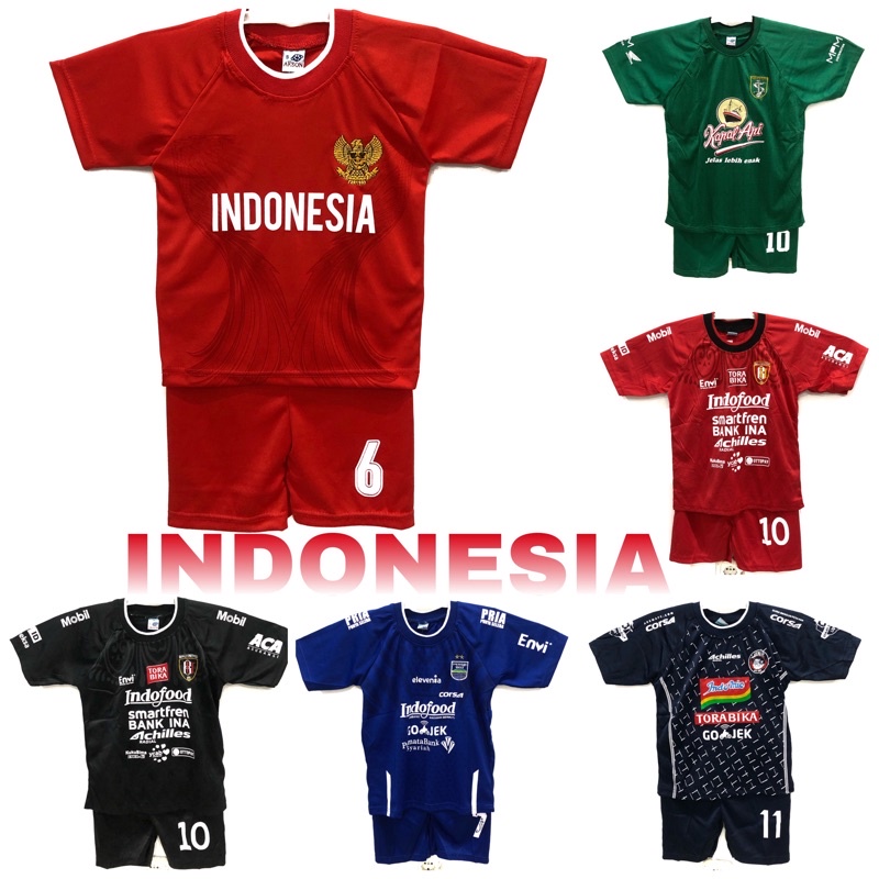 SETELAN BAJU BOLA ANAK LAKI LAKI 0-15 tahun / SETELAN TIM NAS / TIM NAS INDONESIA