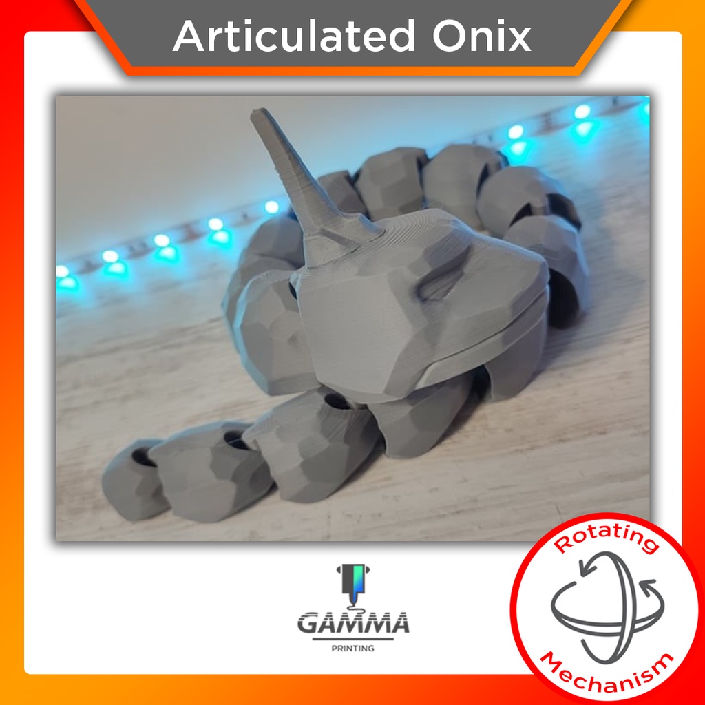 Articulated Onix Pokemon Toy Mainan Anak Fleksibel Artikulasi