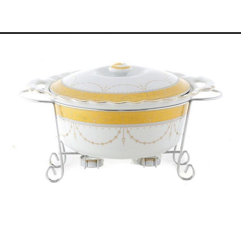 Wadah saji bulat dengan penghangat makanan merk Vicenza B 681 (per set)