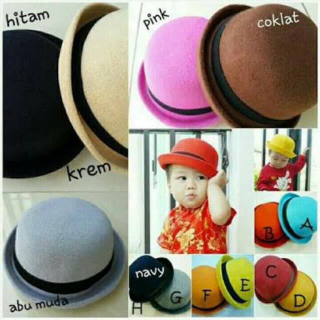 Bowler Hat Anak topi bulat bundar caplin