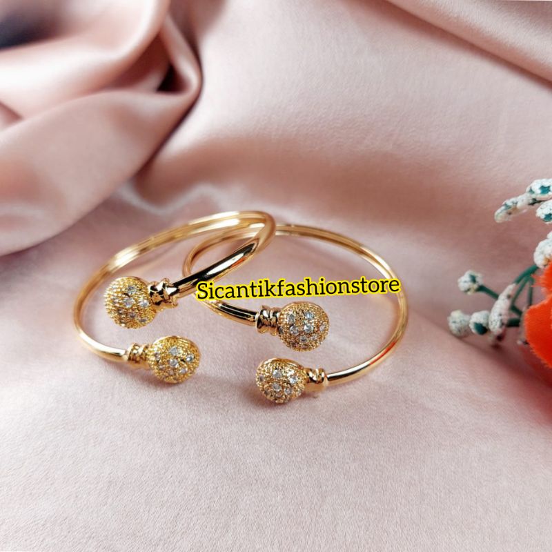 Gelang Titanium Anak Terbaru Terlaris Anti Karat Tidak Luntur Gelang Anak Anak Gold Motif Bola kristal Kekinian