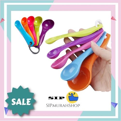 Sendok Takar Plastik (1 Set Isi 5) - Plastic Measuring Spoons / Sendok Takar Plastik / sendok timbangan kue Sendok ukur Set / Sendok Timbangan / Sendok Takar / Sendok Takaran Cup Gram Kue Sendok Takar Bumbu 5 in 1 Set Ukuran ml Mililiter Liter