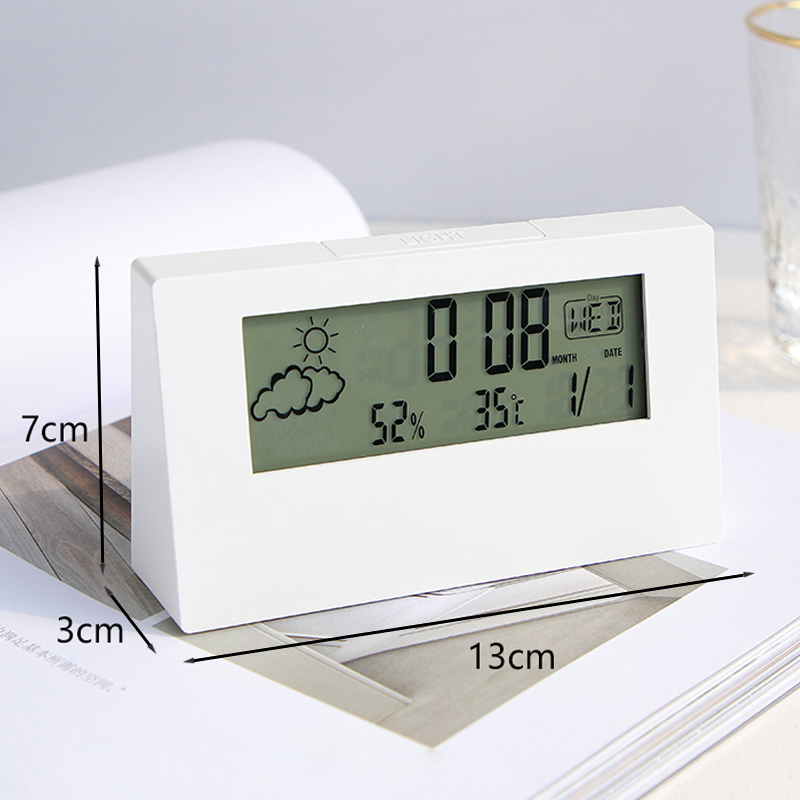 Korean Simple Transparent Desktop Alarm Clock Timer Bedroom Dormitory Multifunctional Weather Electronic Clock with Light