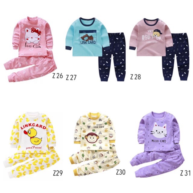 (Kiddiwear) piyama Set Premium1-5 tahun Baju Atasan Lengan Panjang +Celana untuk Bayi Laki- cew