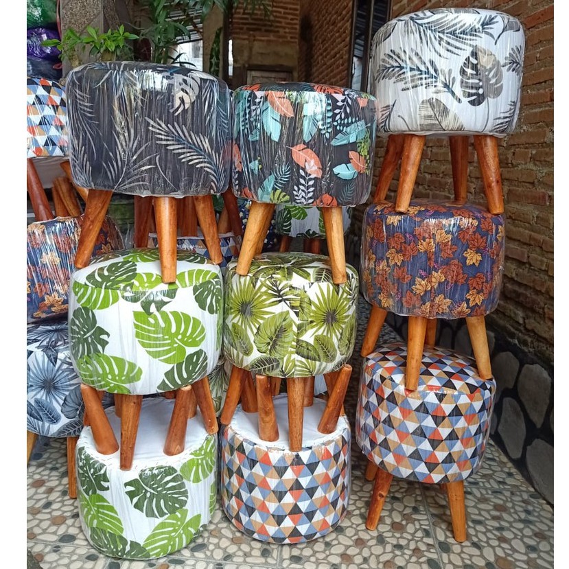 Kursi Sofa Minimalis / Kursi Stool Kanvas / Kursi Stool Bulat / Kursi Sofa Bundar Beragam Motif