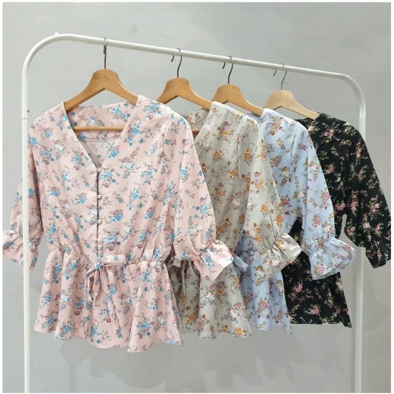 PANORAMA DIORA / PLAIN PEPLUM BLOUSE WANITA DELIGHTLINE BASIC CASUAL - LENGAN PANJANG SESIKU-6