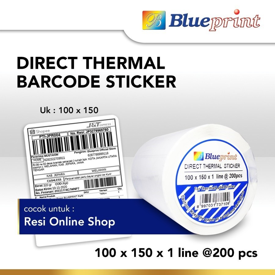 

BLUEPRINT DIRECT THERMAL STICKER LABEL ONLINE SHOP 100mm X 150mm 200 Pcs