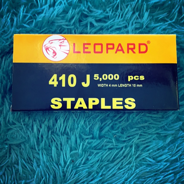 

Staples 410J leopard isi staples mesin paku tembak model U refill staples 4mm x 10mm isi 5000pcs
