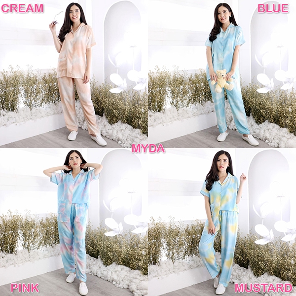 Set Piyama Tie Dye CP Collection 5 Baju Tidur Rosei Eyza Myda Dara & Caris / Motif Tie Dye-4
