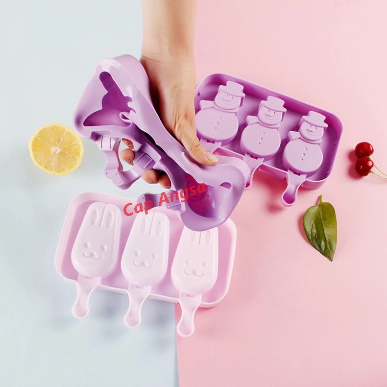 CETAKAN ES KRIM SILIKON ICE CREAM MOLD SILICONE MOULD STIK STICK LOLI FONDANT COKLAT PINK POPSICLE