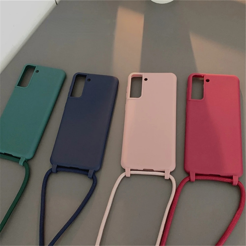 Soft Case Bahan Silikon Dengan Lanyard Untuk Samsung S22 S21 Plus S20 FE Note 20 Ultra 10 Pro S10 Lite S9