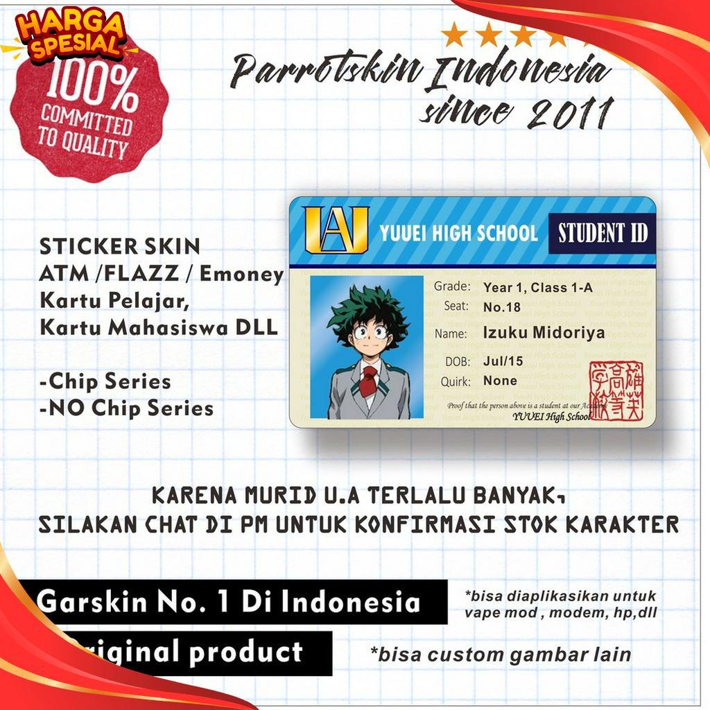 

BURUAN ORDER GAN Sticker Skin Card Vinyl ATM Debit Credit Emoney Flazz My Hero Academia student ID card