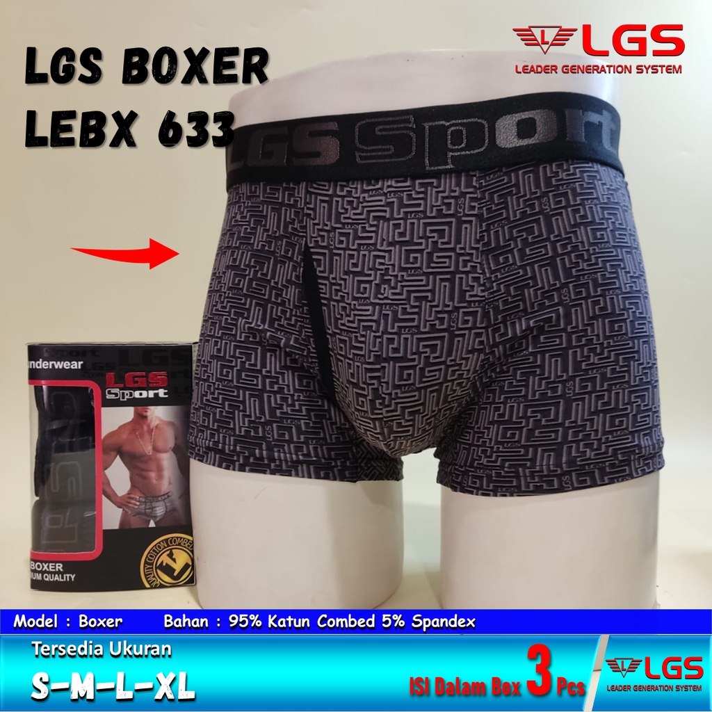 Celana Boxer Pria LGS 633 Isi 3Pcs |Boxer Pria Lgs Sport