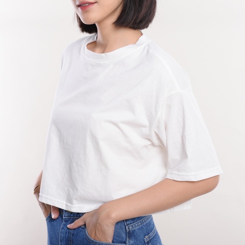 ATASAN TOP KOREA  CROP TEE OVERSIZED CROP TOP OVERSIZED BAJU WANITA CROPTOP POLOS PREMIUM