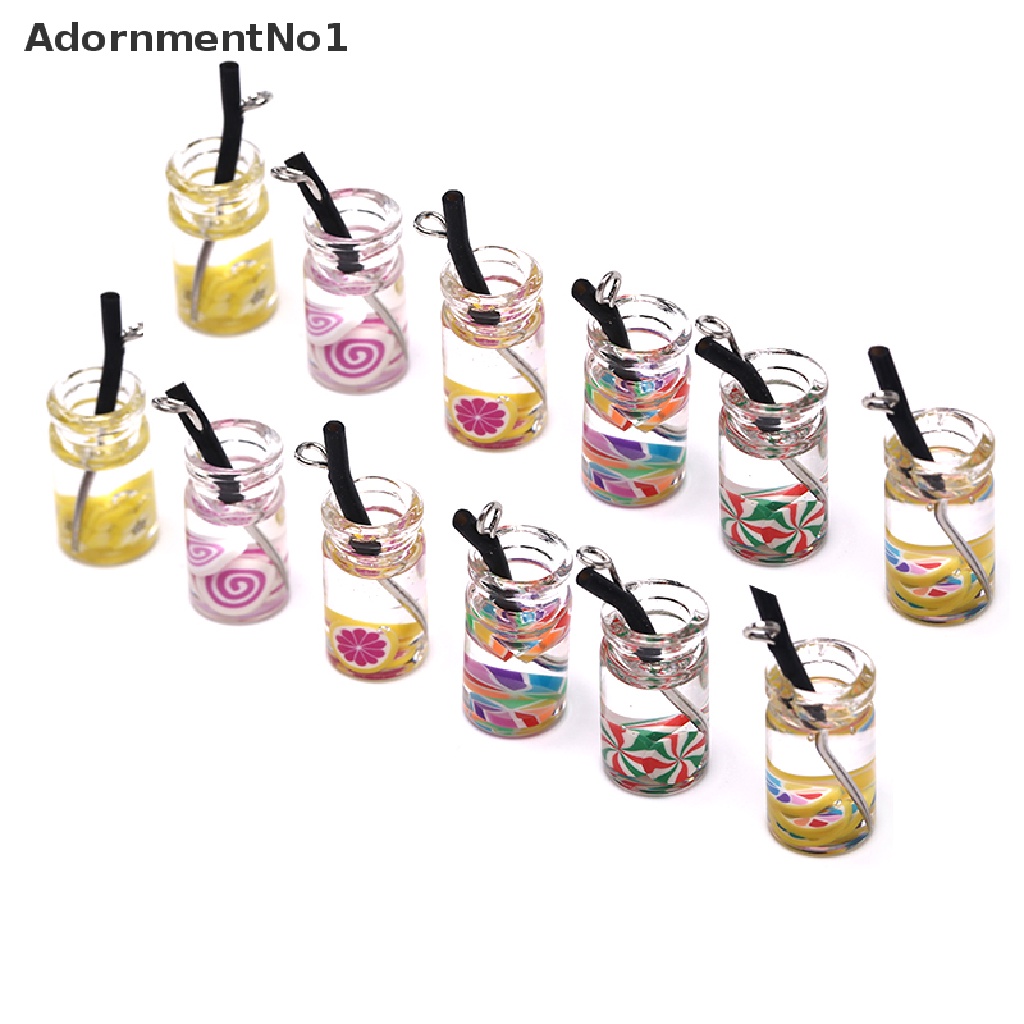 (AdornmentNo1) 10pcs / Set Liontin Bentuk Botol Minuman Bahan Resin Untuk Perhiasan DIY