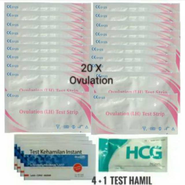 Paket 20 Ovulation test  dan tes hamil Ovulation test / Ovulation tes /LH 20 + Tp 4 + GP care biru 1