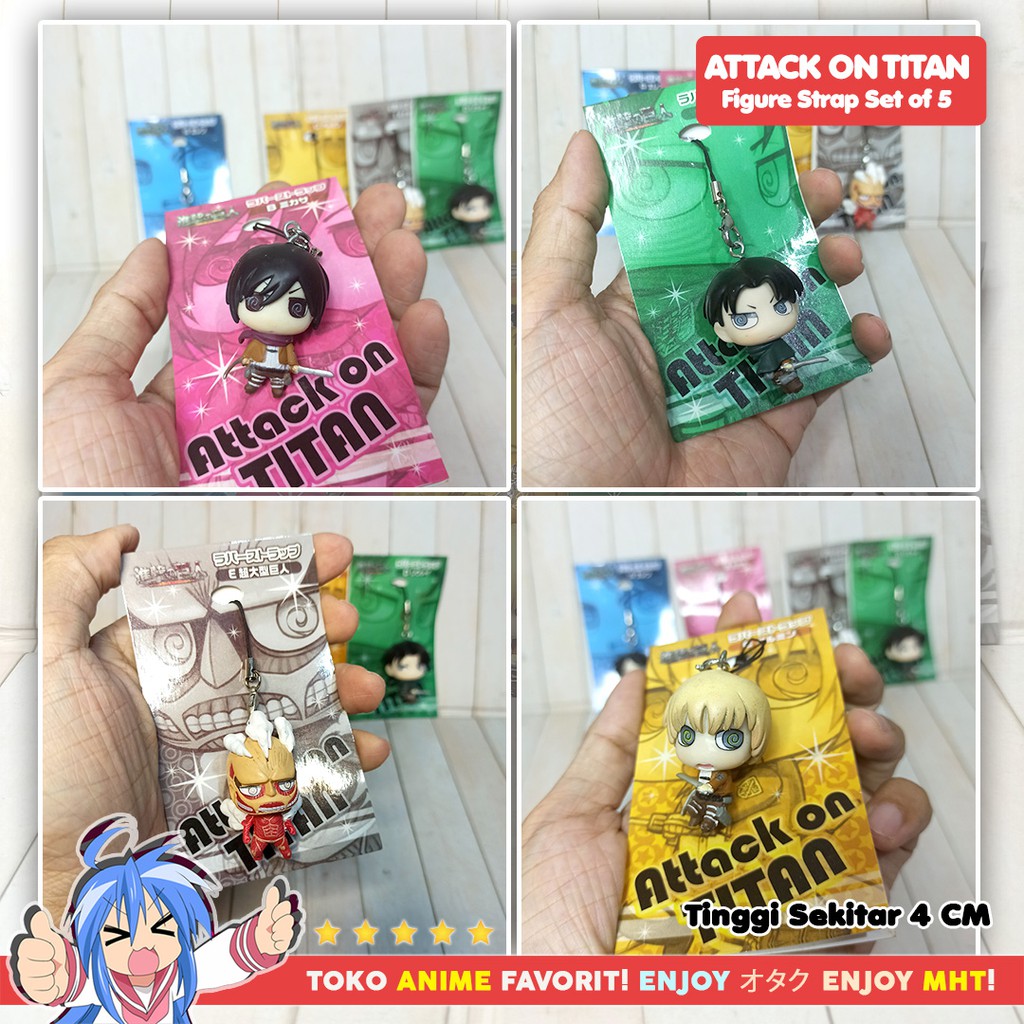 Gantungan HP Figure Anime Shingeki no Kyojin Attack On Titan SNK AOT Levi Eren Mikasa Armin