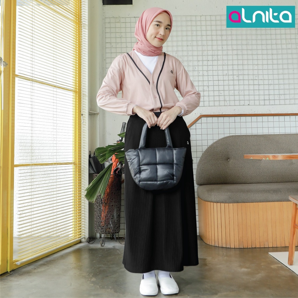 Alnita ROK Lily Bawahan Wanita Skirt Panjang Polos Casual Outfit