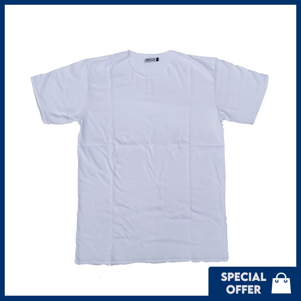 UNFINISHED WHITE - Kaos Polos Tanpa Kerah Pria/Cowok Original Distro - Menstyle Unfinished T-Shirt