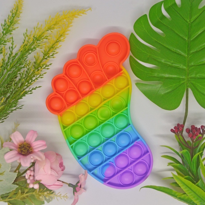 Oppolia Popit Murah Rainbow Foot Unicorn Fidget Push Pop Its Fidget Toy Kaki Rainbow-6