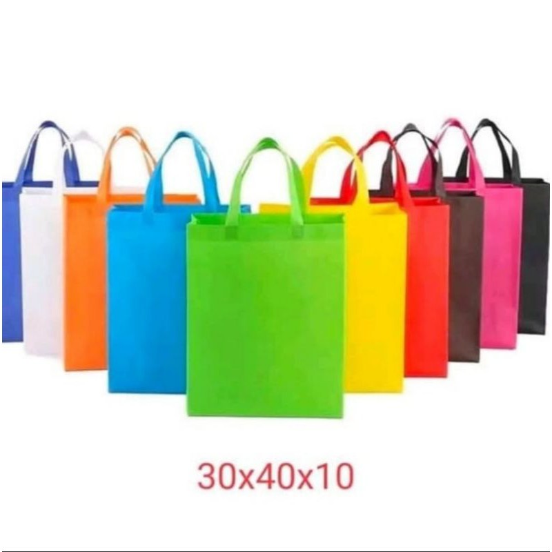 

TAS KAIN SPUNBOND 30X40CM 30X40X10 JAHIT BIRU KUNING HIJAU MERAH