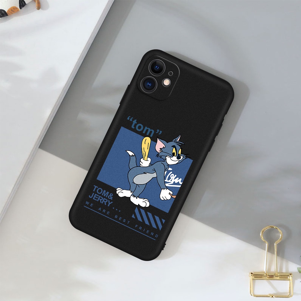 Cute Cat Mouse Couple Pattern Soft Cover For Samsung Galaxy S20 PLUS A10 A10S A10E A11 A12 A20 A30 A20S A21 A32 A31 A21S A40 A50 A50S A30S A51 A52 A52S S11 S11E S20FE A02 M02 A6S A02S A7 2017 2018A8S A9 2016 A9 2018 Black Matte TPU Case Shockproof Shell-01