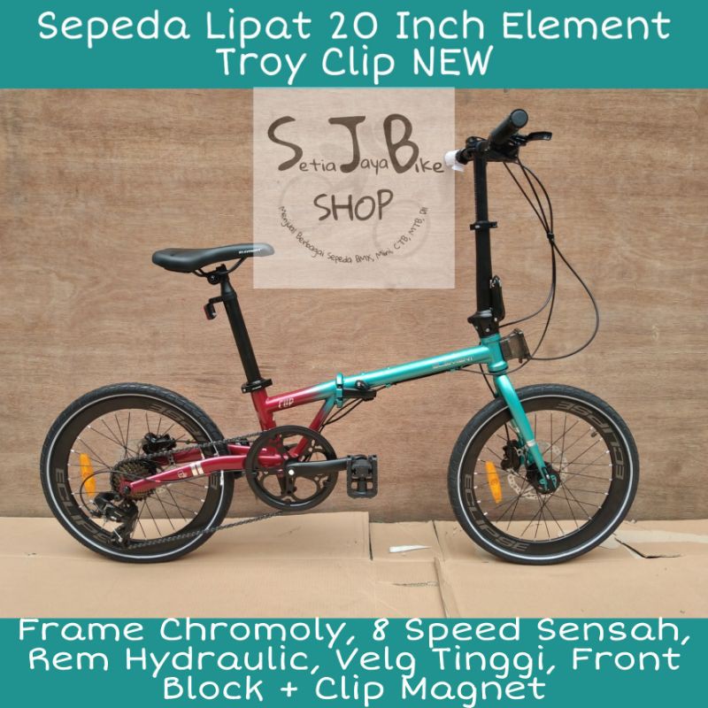 Sepeda Lipat 20 Inch Element Clip Like Troy New Chromoly 8 Speed Hydraulic