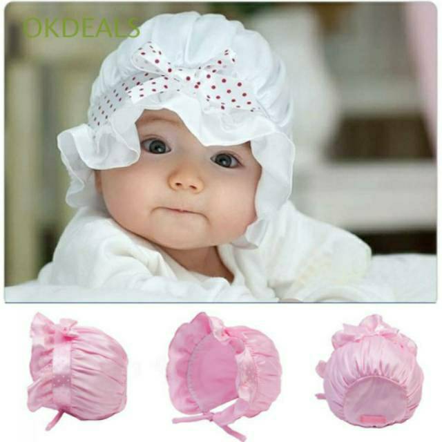 READY BANDUNG Topi Renda Bayi Lucu , Topi Anak Renda Renda , Penutup Kepala Renda