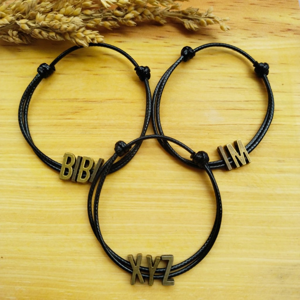 Gelang huruf/gelang inisial/huruf bronze/gelang couple/gelang persahabatan