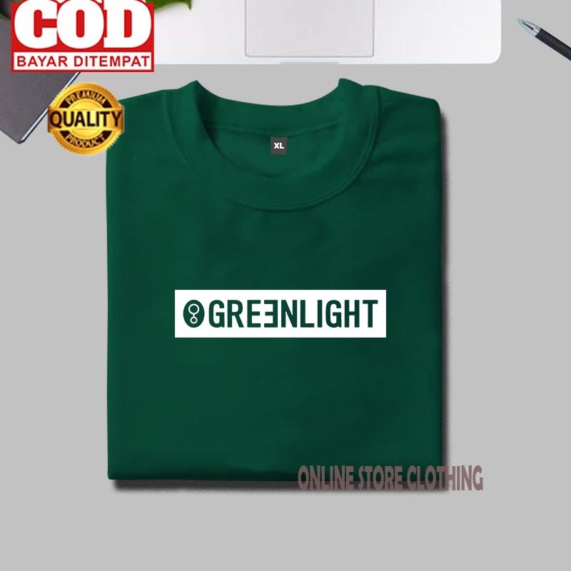 Baju Kaos Pria Wanita Lengan Pendek / T-shirt Distro Pria Greenlight Blok Putih / Baju Kaos Pria Cot