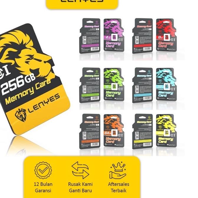 ✫ LENYES Memori Micro SD 4GB/8GB/16GB/32GB/64GB CLASS 10 - Up to 90MB ➶
