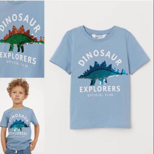 SEQUIN DINO BLUE TEE- H&M CNY SALE 2020