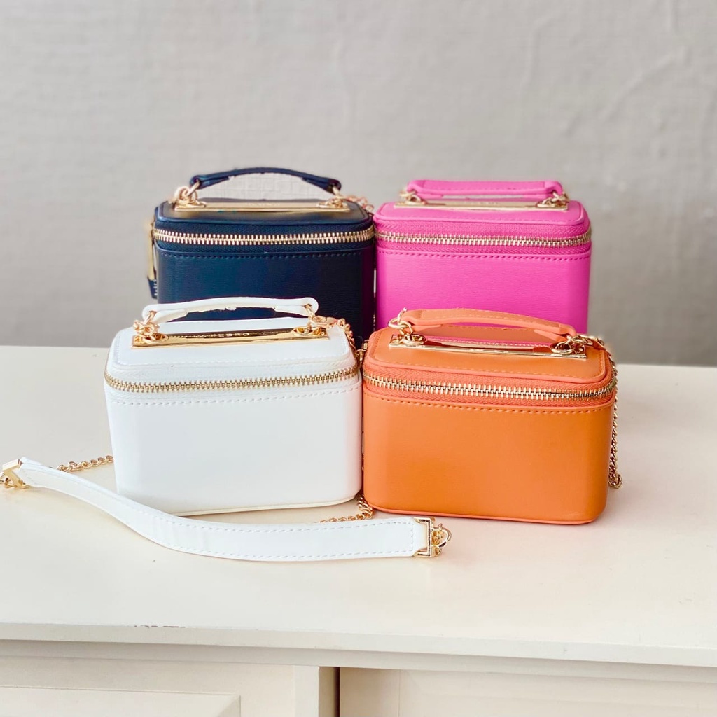 Tas Wanita Pedro Mini Leather Boxy Handle Crossbody Bag P3401 Premium